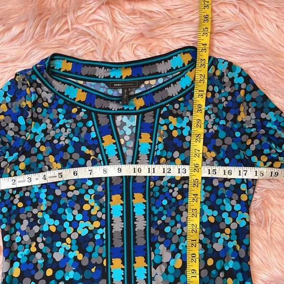 BCBGMaxAzria Women's‎ Size Small Dress Blue Black Polka Dot A-Line Key Hole - Picture 6 of 8